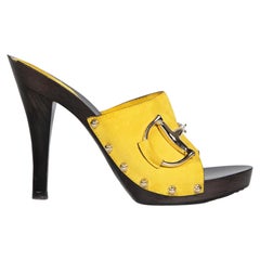 Gucci Yellow Suede Icon Bit Sandals Size IT 39