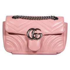 Gucci 2021 Pink Leather GG Marmont Shoulder Bag