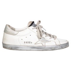Golden Goose Silver Leather Superstar Trainers Size IT 37