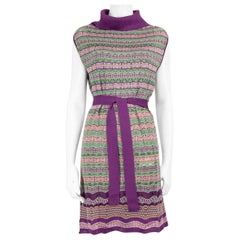 Missoni Merino Striped Turtleneck Knee Length Dress Size L