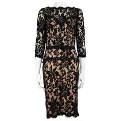Tadashi Shoji Black Lace Overlay Dress Size M