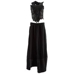 Margiela Spring-Summer 2001 artisanal leather glove top and skirt ensemble 12