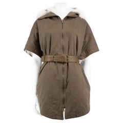 Yves Salomon ARMY Yves Salomon Abrigo Parka caqui con cinturón forrado de piel de zorro Talla XXS