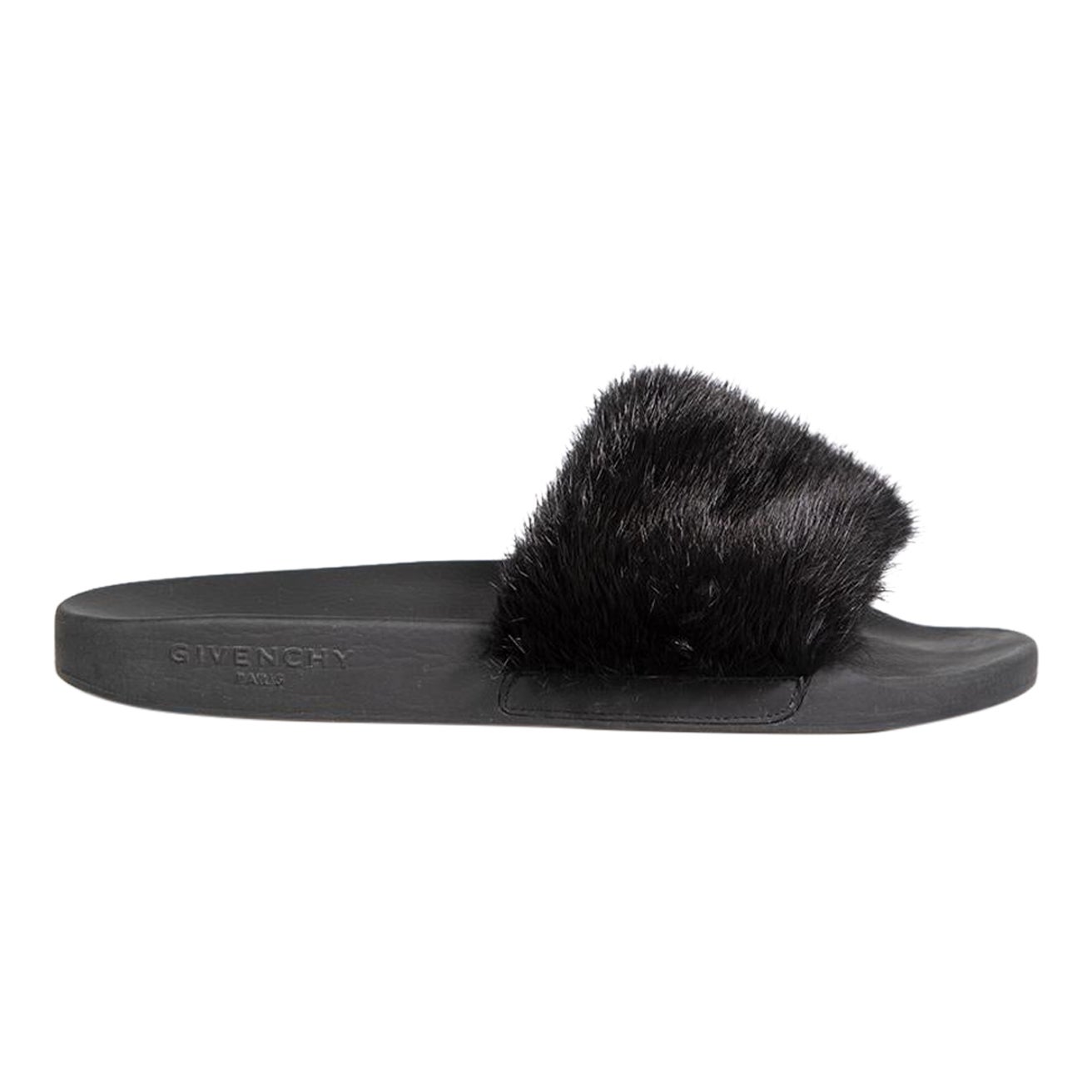 Givenchy Black Mink Fur Slides Size IT 40