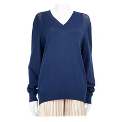 Alexander McQueen Blue Wool Knit V-Neck Jumper Size L
