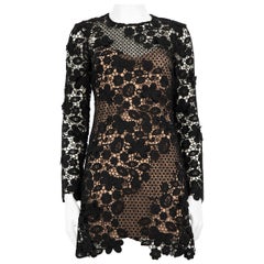 Self-Portrait Mini Vestido De Encaje Negro Con Slip Talla XS