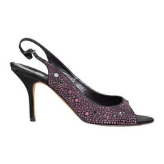 Gina - Sandales à bride arrière ornées de cristaux violets, taille UK 7,5