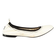 Chanel White Leather Ballet Flats Size IT 38