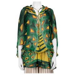 Roberto Cavalli S/S 09 Top con cappuccio in seta verde taglia XL