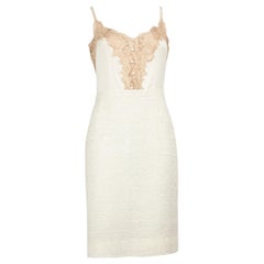 Dolce & Gabbana Ecru Lace Detail Slip Dress Size L