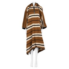 Burberry Brown Wool Striped Poncho Size S