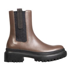 Botas Chelsea de Piel Marrón Brunello Cucinelli Talla IT 35