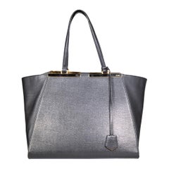 Bolso grande 2Jours de piel saffiano negra de Fendi