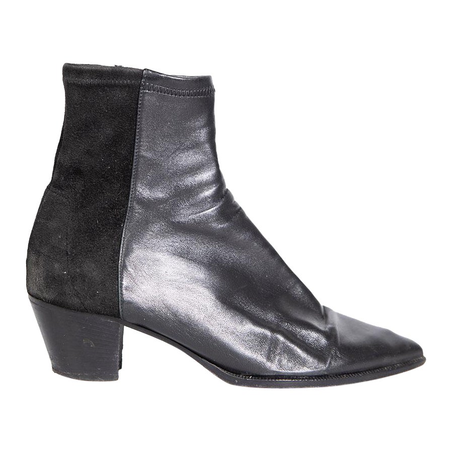 Isabel Marant Black Leather & Suede Ankle Boots Size IT 38 For Sale