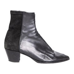 Isabel Marant Black Leather & Suede Ankle Boots Size IT 38