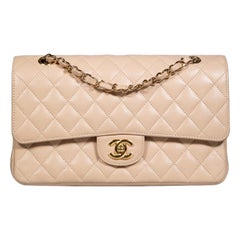Chanel 2011 Beige Leather Classic Double Flap Bag