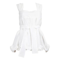 Cecilie Bahnsen White Square Neck Ruffled Top Size S