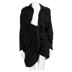 Jacquemus Black Plunge Neck Le Splash Shirt Dress Size S