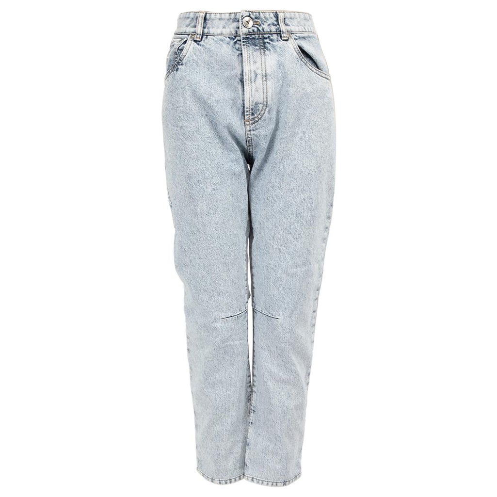 Brunello Cucinelli Blue Denim Straight-Leg Jeans Size XXL For Sale