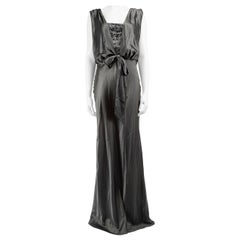 Amanda Wakeley Grey Silk Dress With Sequin Top Size L