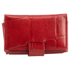 Mulberry Vintage Rotes Leder mit Kroko-Prägung Lippenstift Etui mit Spiegel
