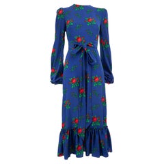 The Vampire's Wife - Robe midi à volants et à imprimé floral bleu, taille XS