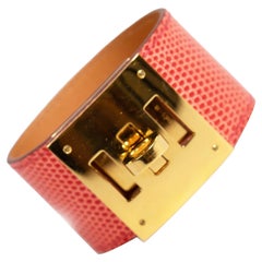 Hermès Red Lizard Leather Kelly Dog Bracelet