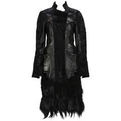 RARE TOM FORD for GUCCI F/W 2004 FOX GOAT LEATHER BLACK COAT 9
