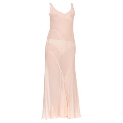 1920'S Blush Pink Silk Chiffon Art Deco Seamed Slip Dress