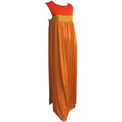 1960s Emilio Pucci Persimmon Chartreuse & Tangerine Color-Block Jersey Silk Gown 7