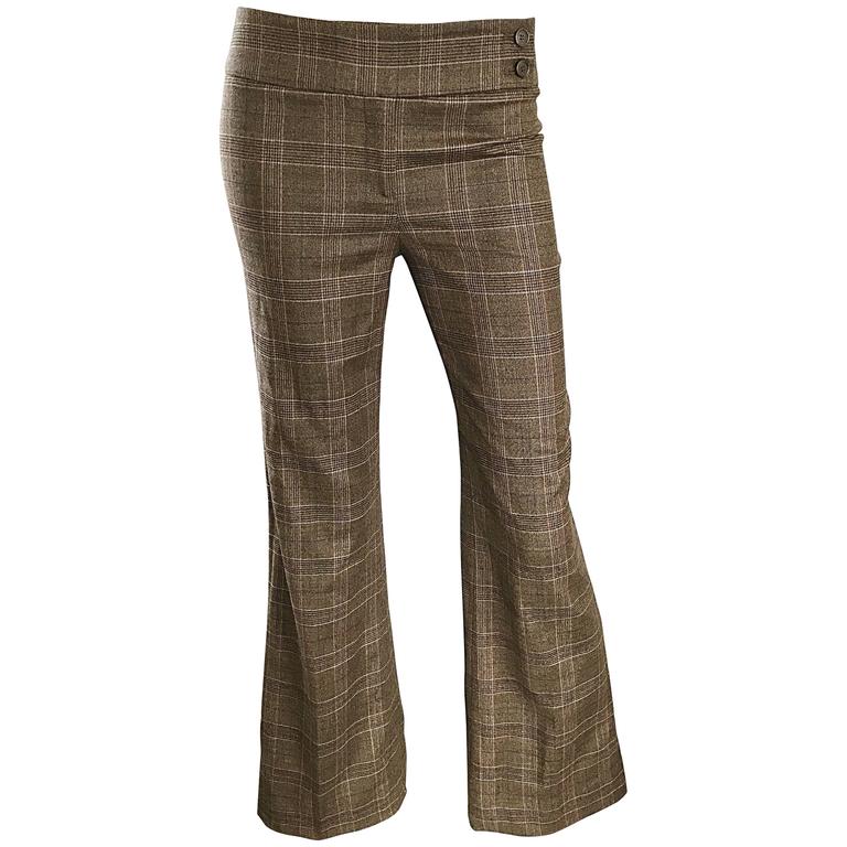 plaid flare leg pants