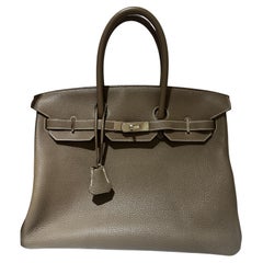 Hermes Birkin 35 Etoupe borsa a mano togo palladio hardware