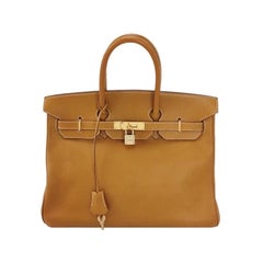 Hermes Birkin 35 Oro piel de becerro herrajes dorados 1999