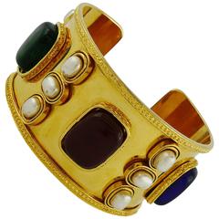 Chanel Vintage Gorgeous Byzantine Inspired Gripoix Cuff Bracelet 11