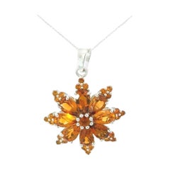 Colgante Flor Sunburst de Citrino de 8,5 Quilates para Mujer Collar en 925 Para Mamá