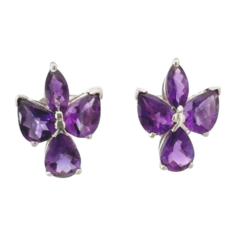 Amethyst Gemstone Stud Earrings for Girlfriend Gift Made in Silver For Mother For Sale