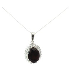Ciondolo a forma di aureola con granato taglio ovale da 9,5 carati in argento Sterling 925 per la nonna