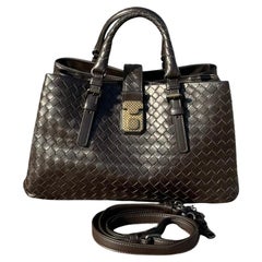 Bottega Veneta Roma Handbag Bag Intrecciato Nappa Leather Chocolate Brown Small