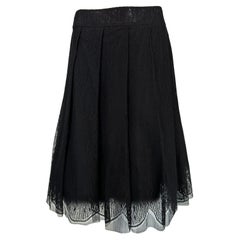 Chanel 2005A Layered Black Tulle & Silk Pleated Skirt with Ostrich Feather Hem