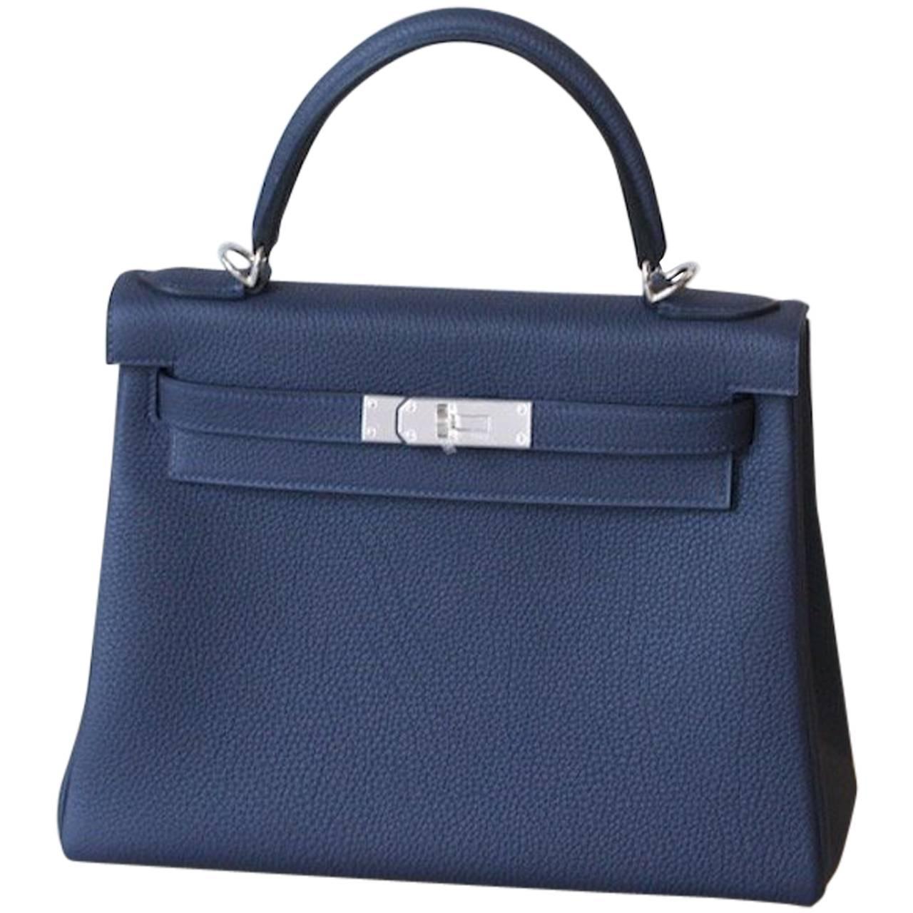 HERMES Kelly Togo 28' BLEU NUIT