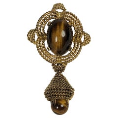 Grosse Sterling Vermeil Tiger's Eye Brooch