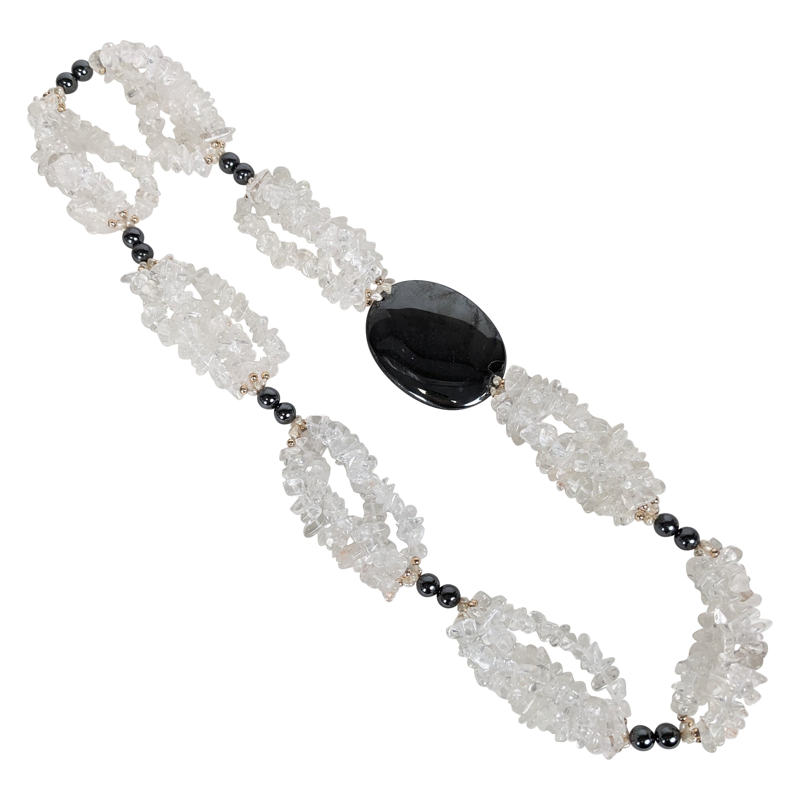 Striking Rock Crystal and Hematite Sautoir
