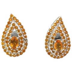 Pendientes artesanales de citrino corte pera para mamá en 925  Regalo de plata de Año Nuevo