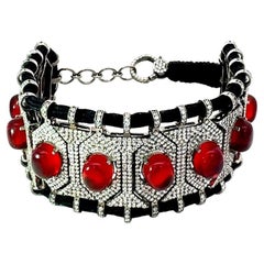 Handmade Macrame Thread Bracelet Rhinestone Bracelet Made in Sterling Silver