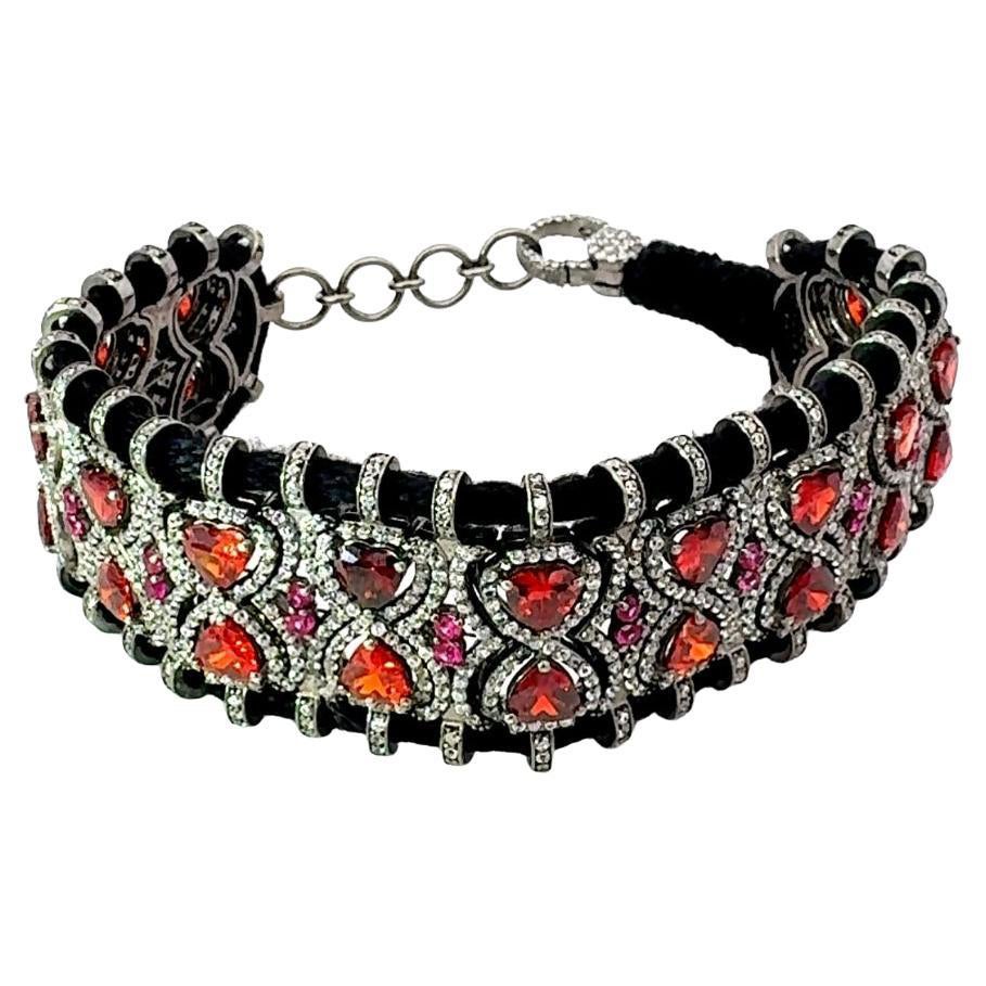 Antique Style Macrame Thread Bracelet in 925 Sterling Silver Handmade Jewelry For Sale