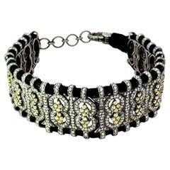 Zircon Black Macrame Thread Bracelet for Women in Solid Silver Handmade Jewelry