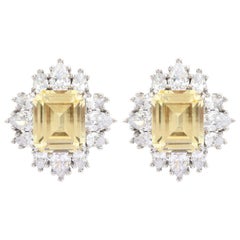 Sparkling 13 Carat Yellow Rhinestone Wedding Studs Earring for Her in Silver