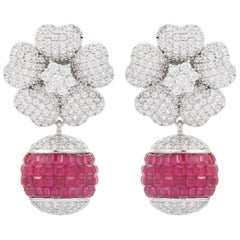 Handcrafted 9.2 Carat Pink Cubic Zirconia Globe Drop Earring for New Year Gift