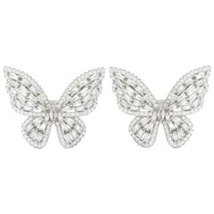 Boucles d'oreilles pour elle en argent avec papillon en strass blanc