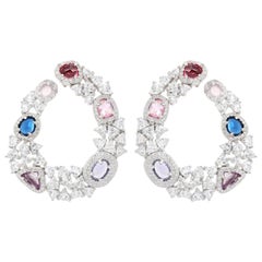 Orecchini a cerchio con zirconia cubica multicolore per gioielli da sposa in A. Silver